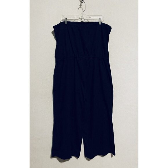 Gap Jumpsuit Womens XL Strapless Culottes Drawstring Waist Linen Cotton Boho - Picture 3 of 5